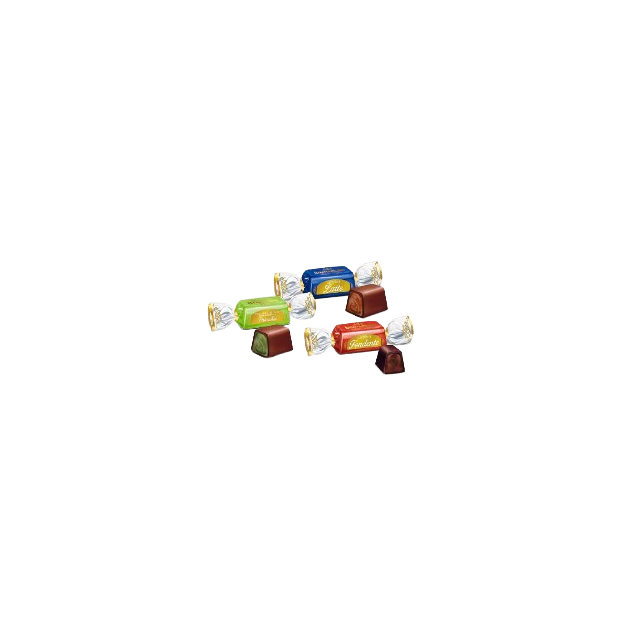 Assorted filled pralines milk chocolate, pistachio and dark chocolate Assorted filled pralines milk chocolate, pistachio and dark chocolate